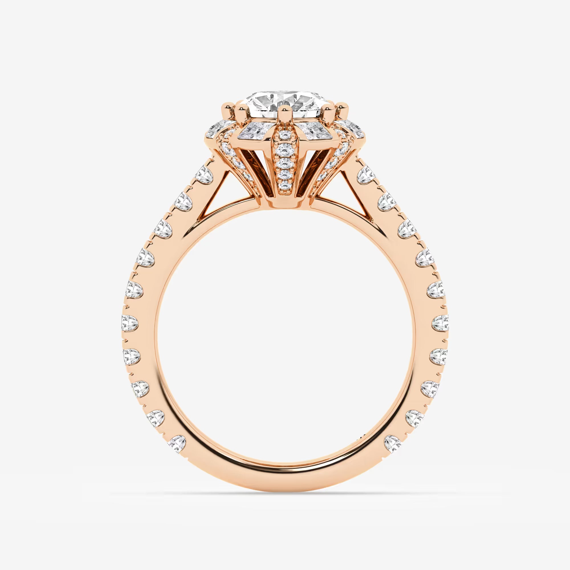 Aurielle Oval Lab Grown Diamond Engagement Ring with Princess Cut Halo