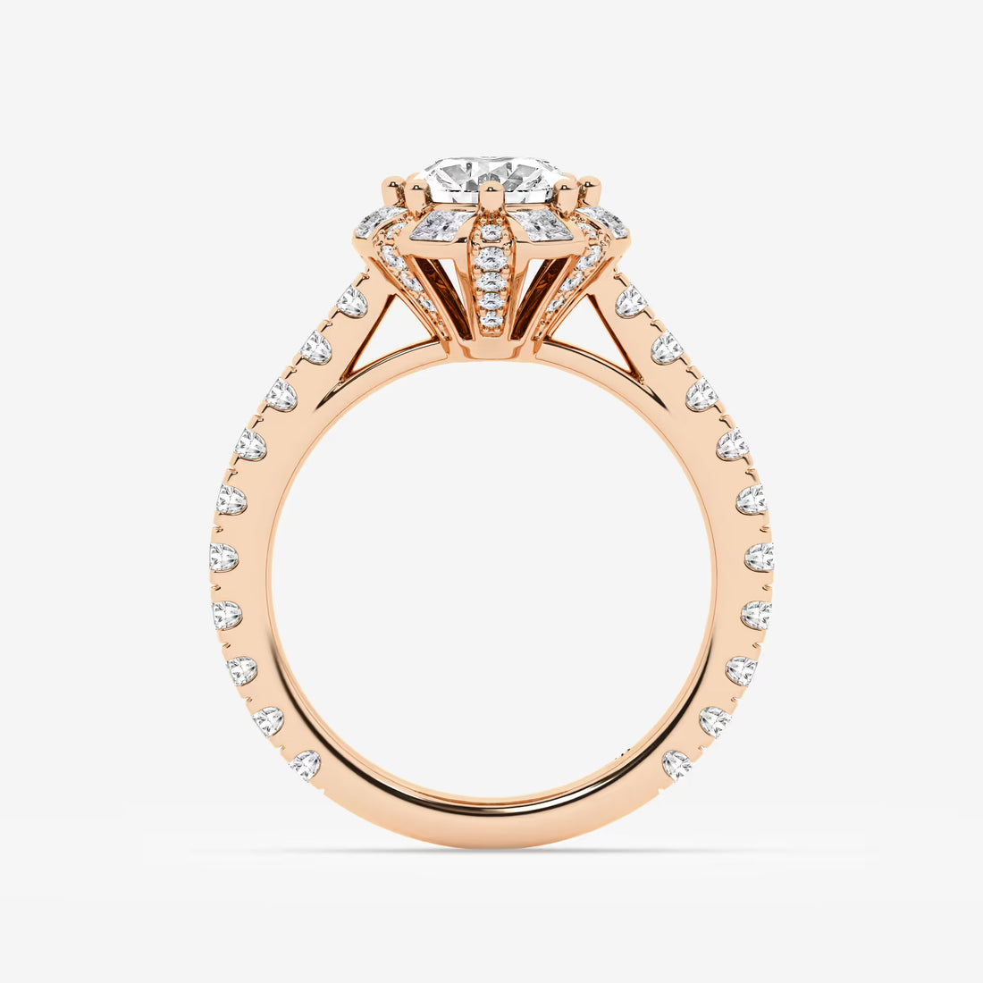 Aurielle Oval Lab Grown Diamond Engagement Ring with Princess Cut Halo