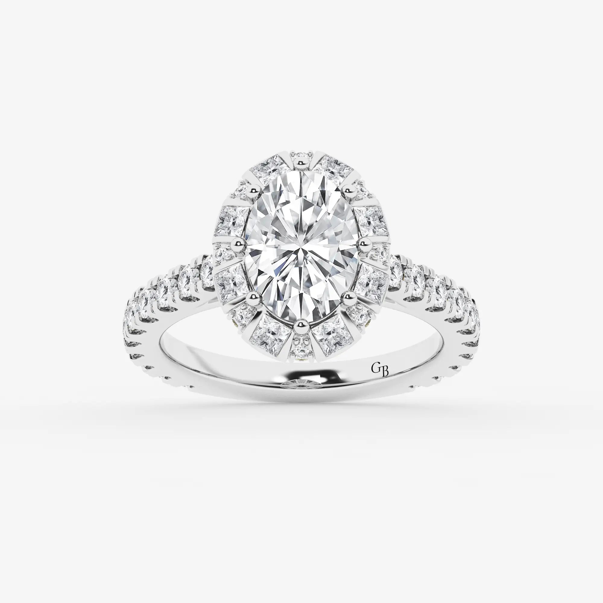 Aurielle Oval Lab Grown Diamond Engagement Ring with Princess Cut Halo