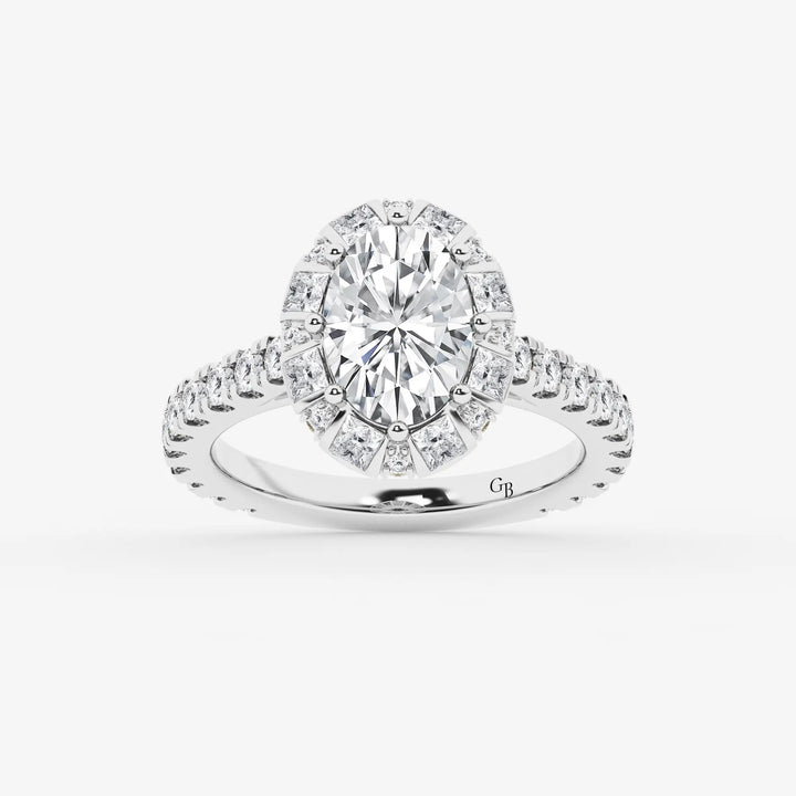 Aurielle Oval Lab Grown Diamond Engagement Ring with Princess Cut Halo