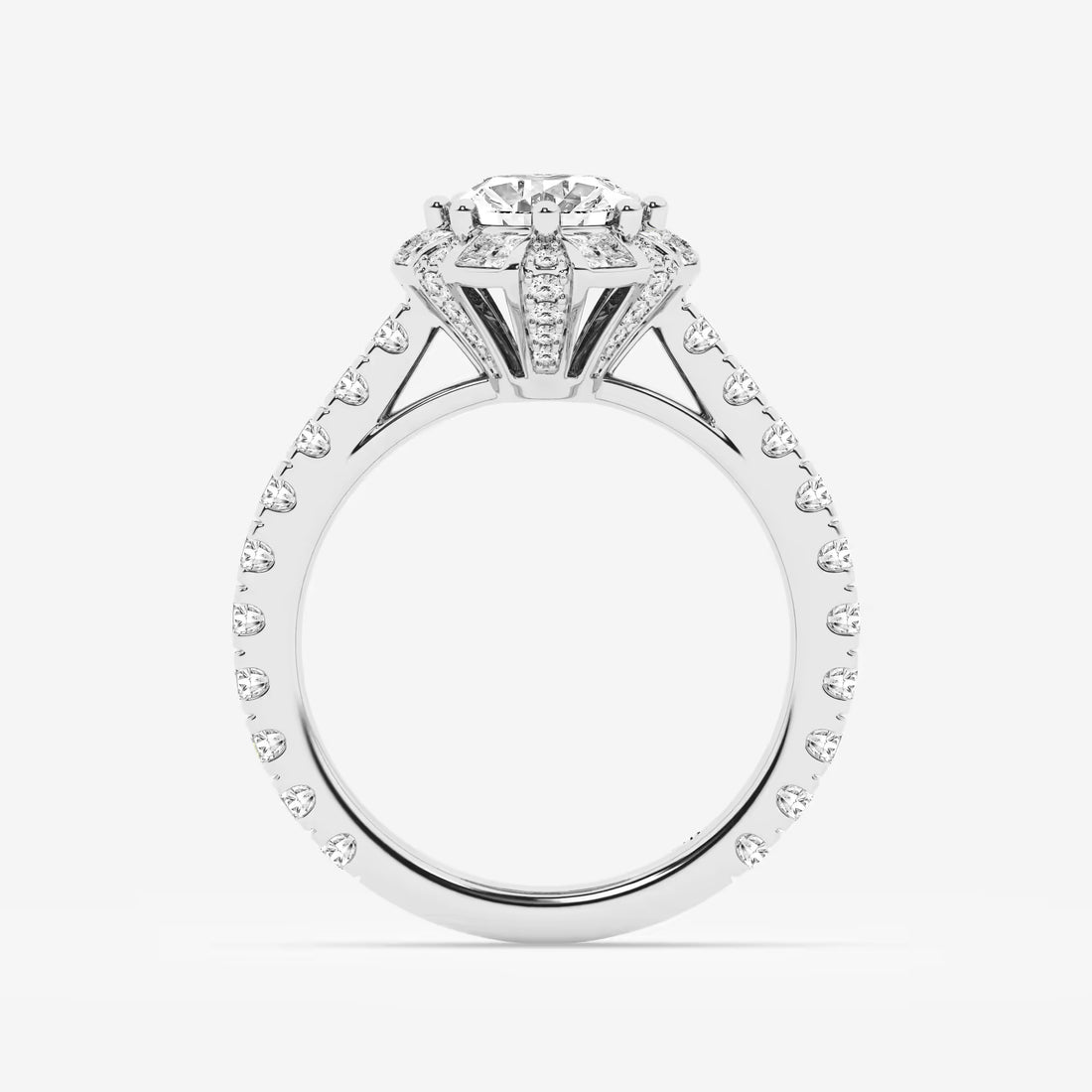 Aurielle Oval Lab Grown Diamond Engagement Ring with Princess Cut Halo