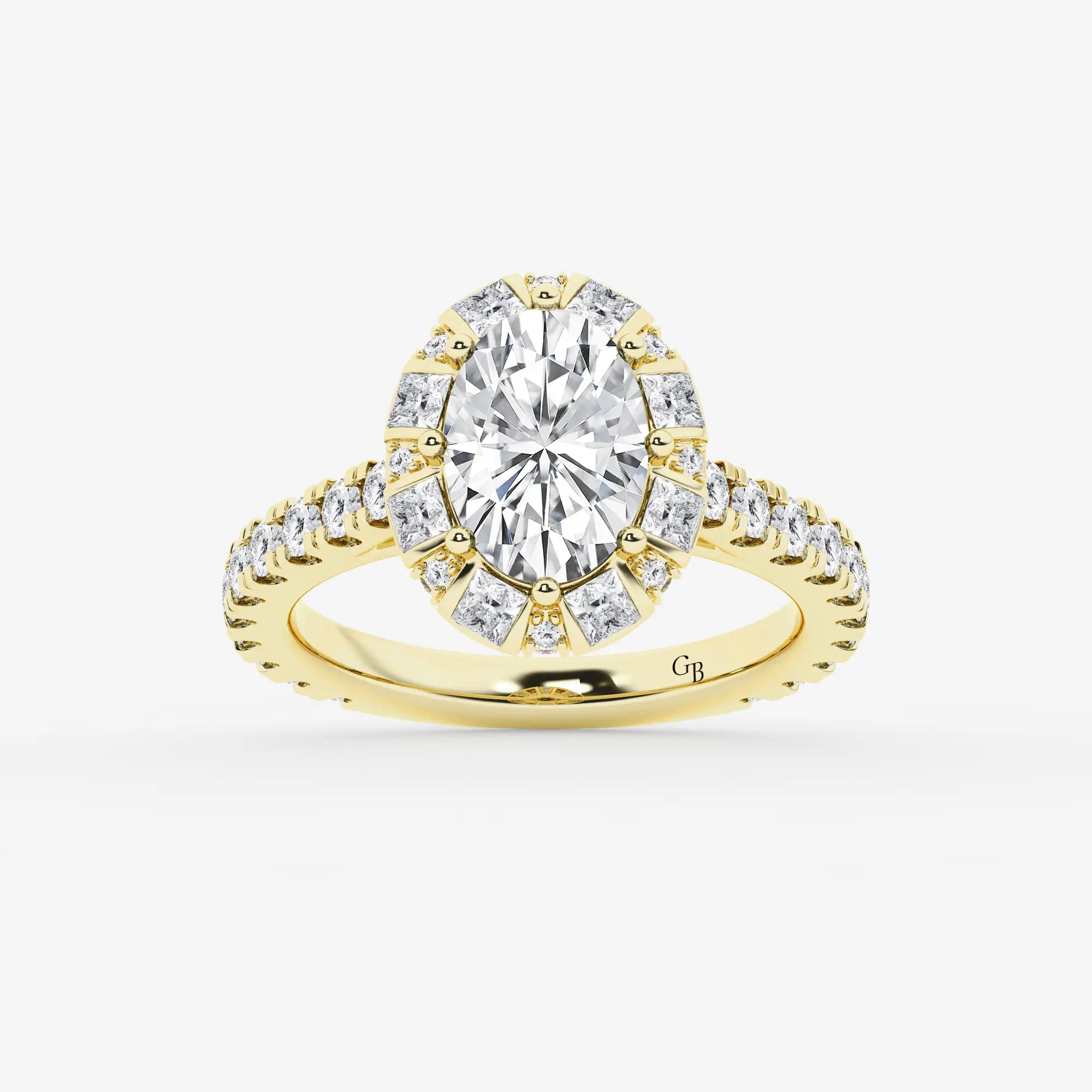 Aurielle Oval Lab Grown Diamond Engagement Ring with Princess Cut Halo