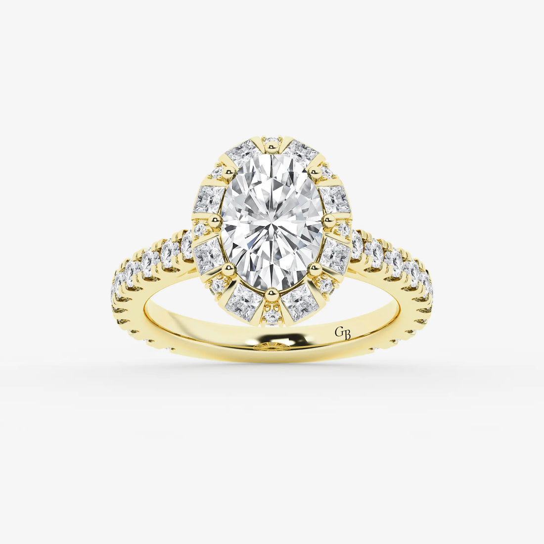 Aurielle Oval Lab Grown Diamond Engagement Ring with Princess Cut Halo