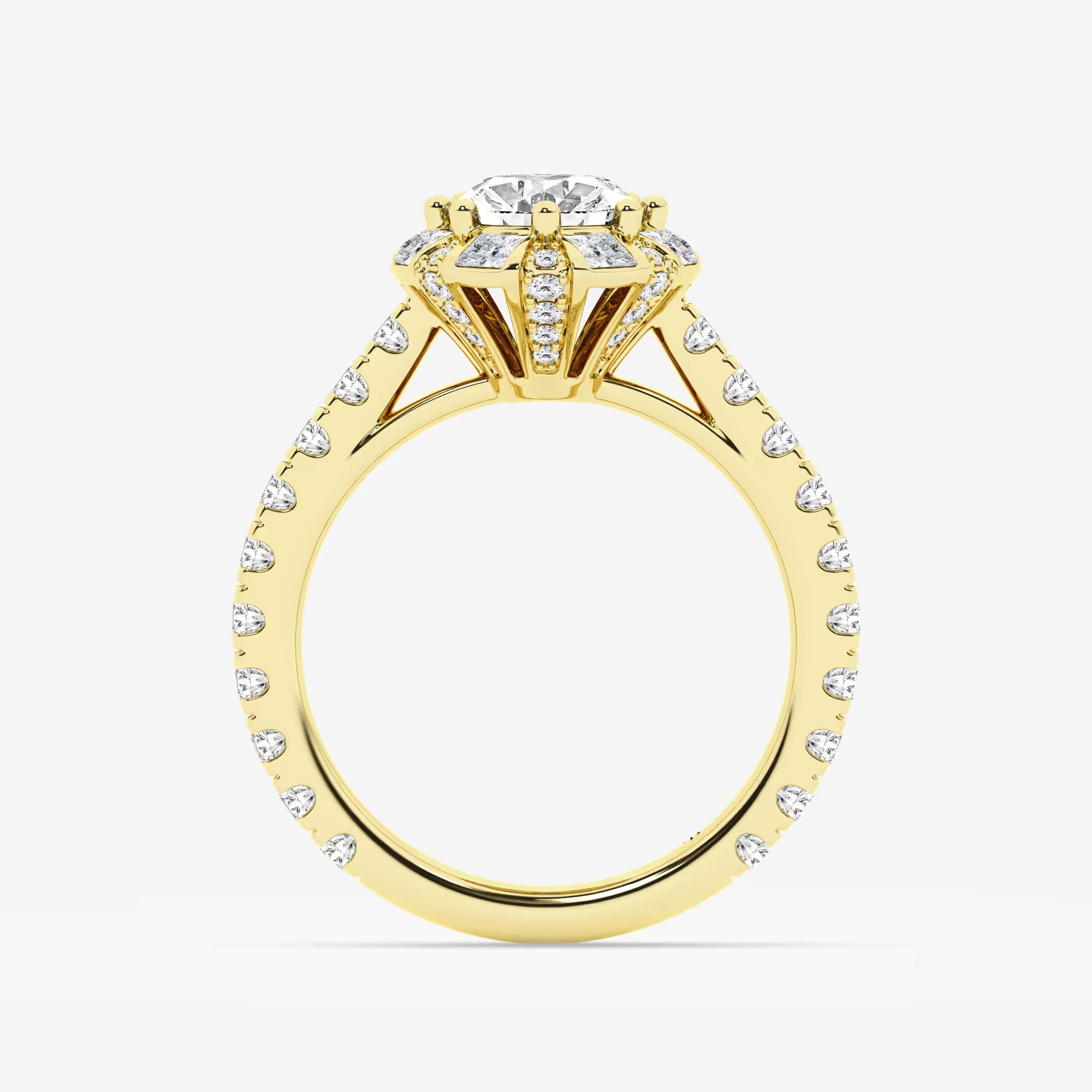 Aurielle Oval Lab Grown Diamond Engagement Ring with Princess Cut Halo