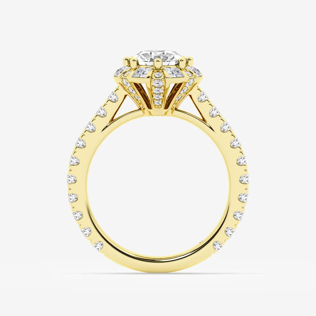 Aurielle Oval Lab Grown Diamond Engagement Ring with Princess Cut Halo