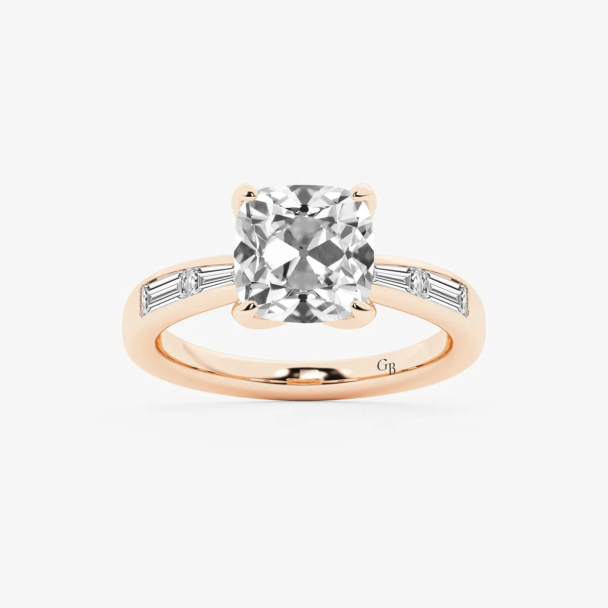 Antoria Old Mine Cut Lab-Grown Diamond Vintage Side Stone Engagement Ring