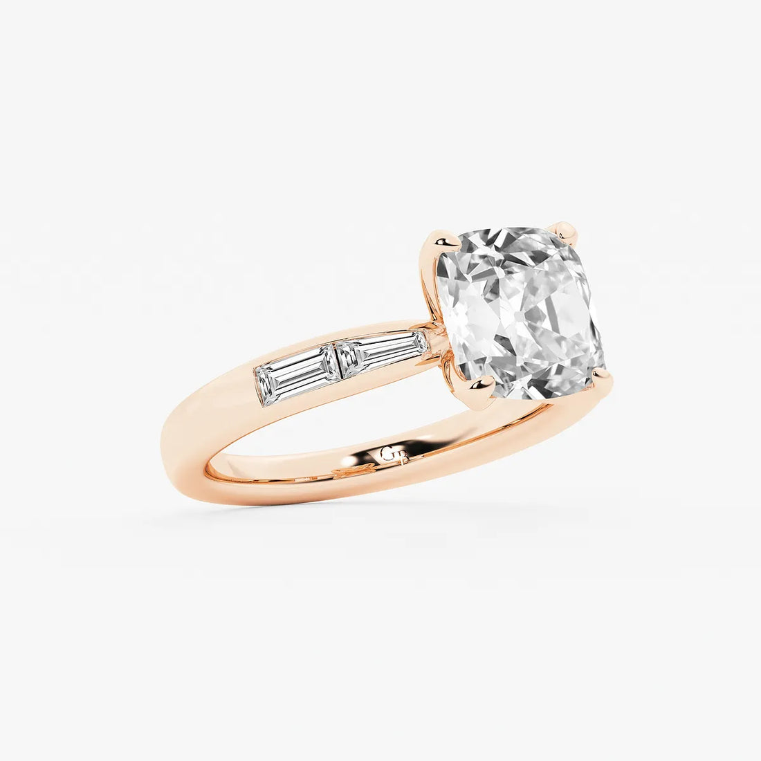 Antoria Old Mine Cut Lab-Grown Diamond Vintage Side Stone Engagement Ring