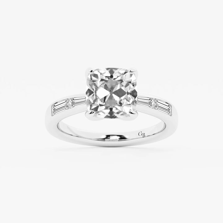 Antoria Old Mine Cut Lab-Grown Diamond Vintage Side Stone Engagement Ring
