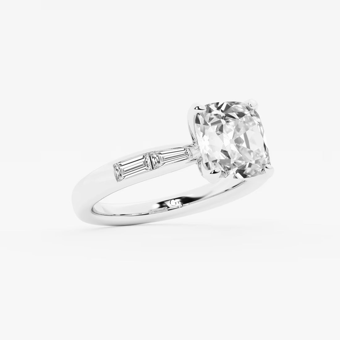 Antoria Old Mine Cut Lab-Grown Diamond Vintage Side Stone Engagement Ring