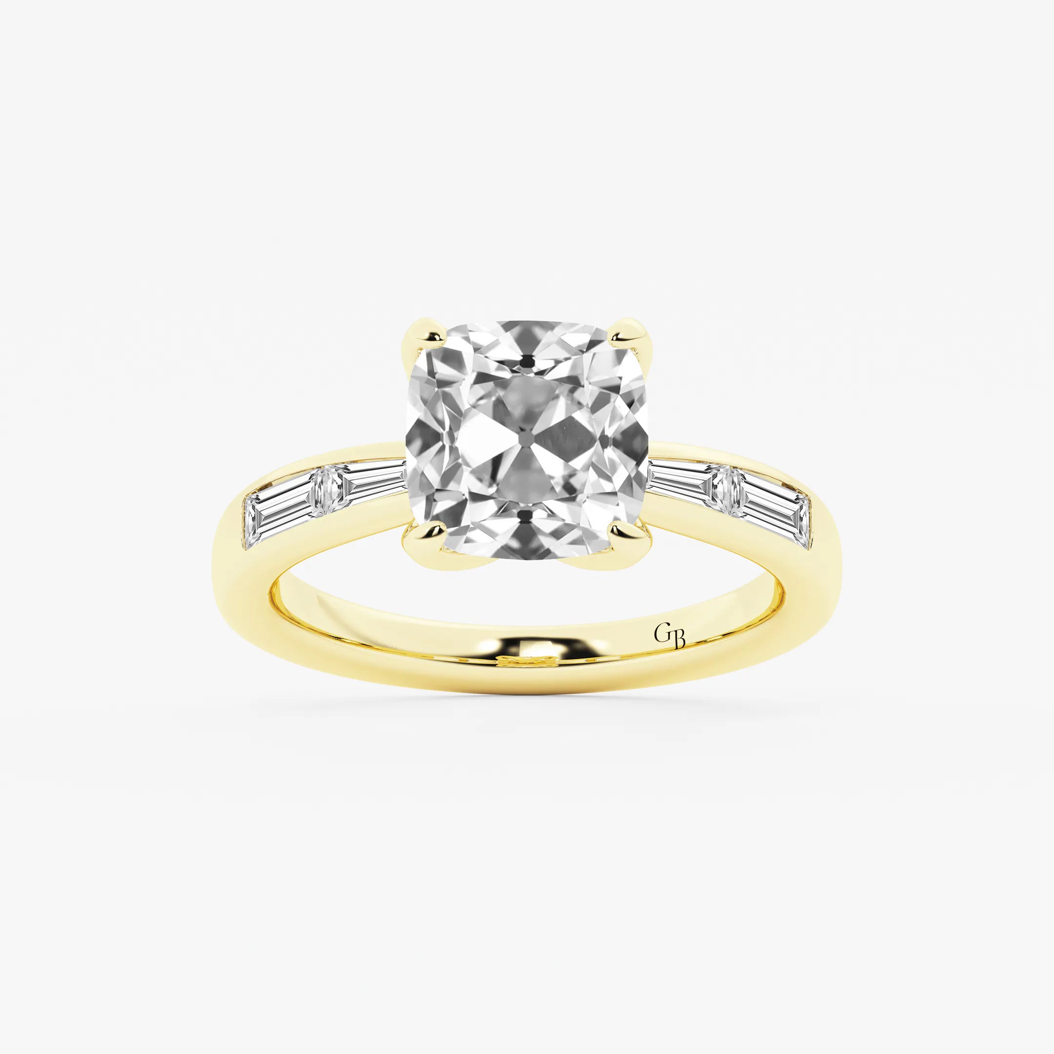 Antoria Old Mine Cut Lab-Grown Diamond Vintage Side Stone Engagement Ring