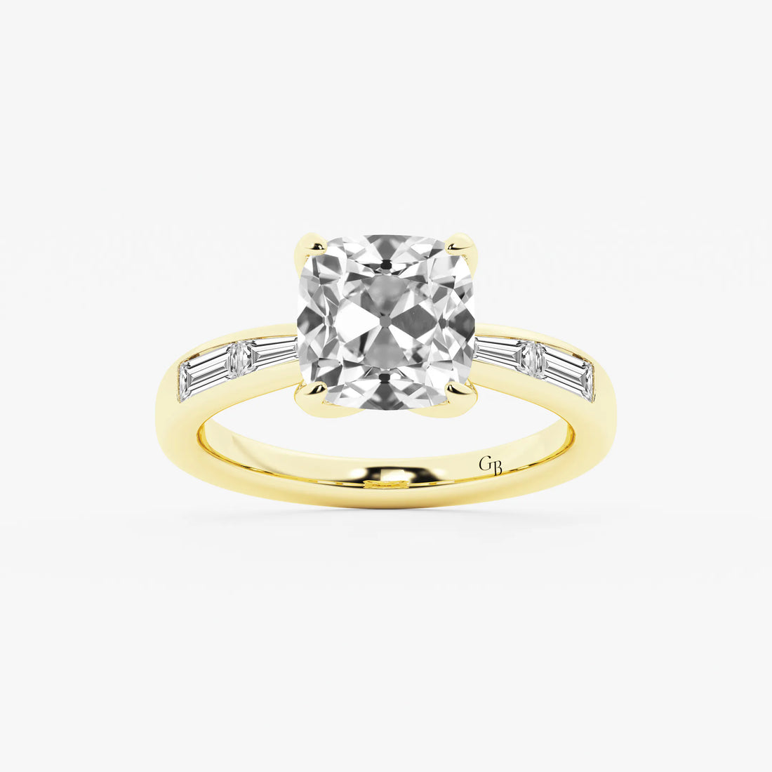 Antoria Old Mine Cut Lab-Grown Diamond Vintage Side Stone Engagement Ring