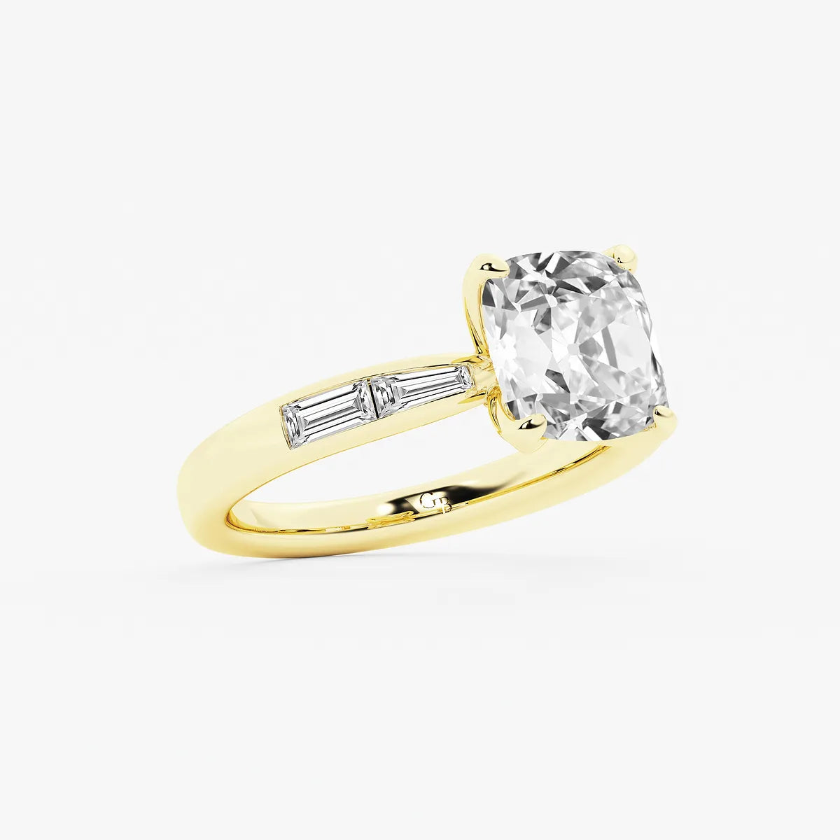 Antoria Old Mine Cut Lab-Grown Diamond Vintage Side Stone Engagement Ring