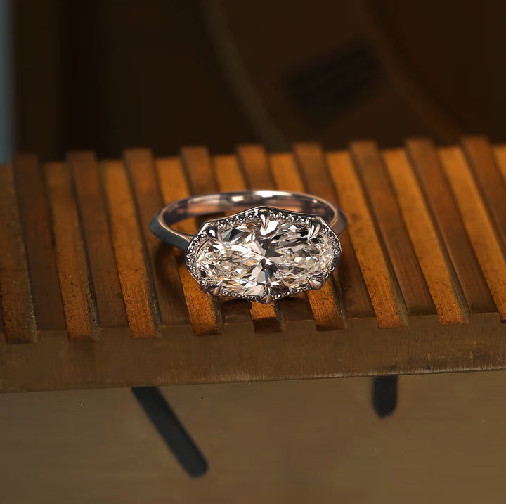 Veloura Moval Lab-Grown Diamond Vintage Solitaire Engagement Ring