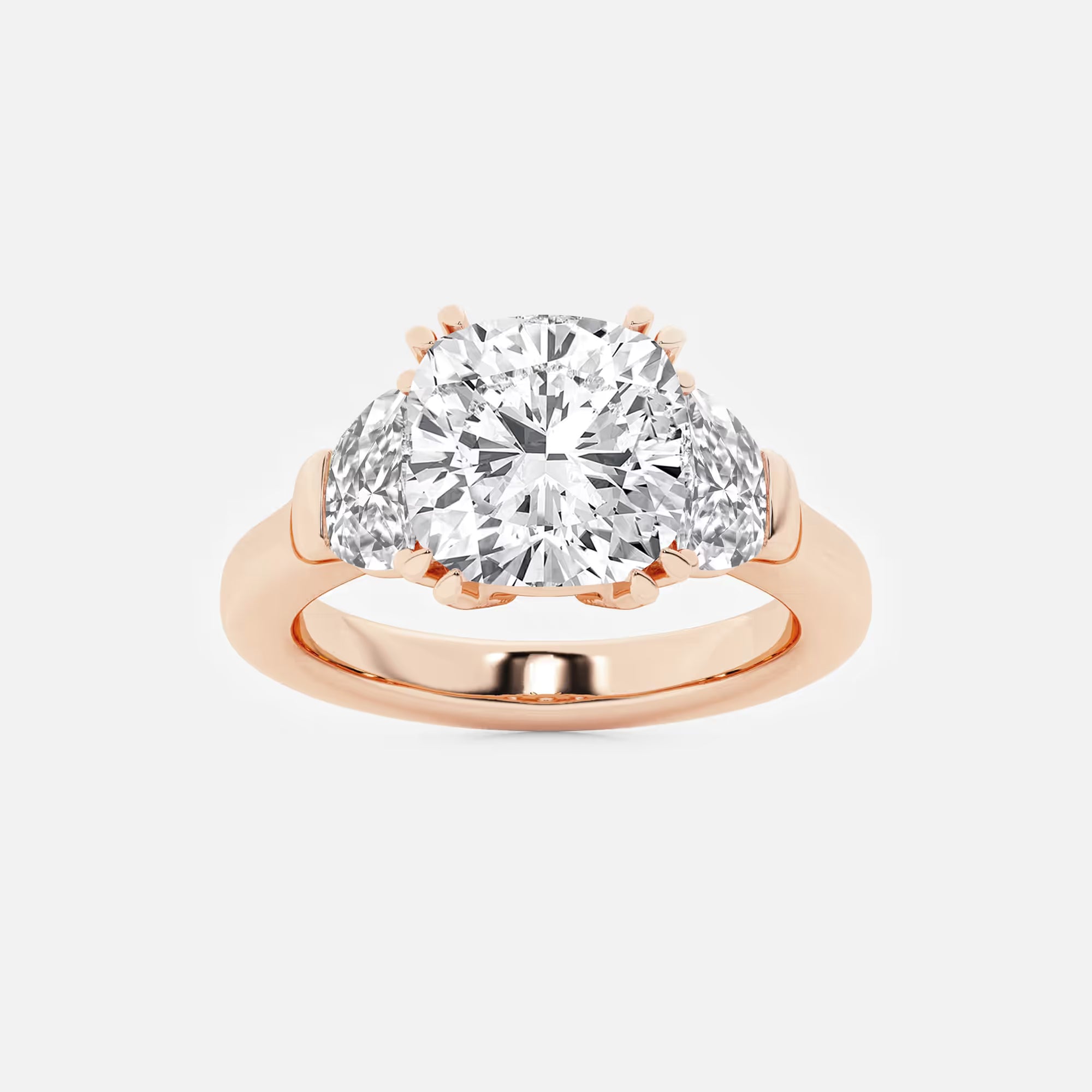 Aurora Cushion Lab-Grown Diamond Side Stone Engagement Ring