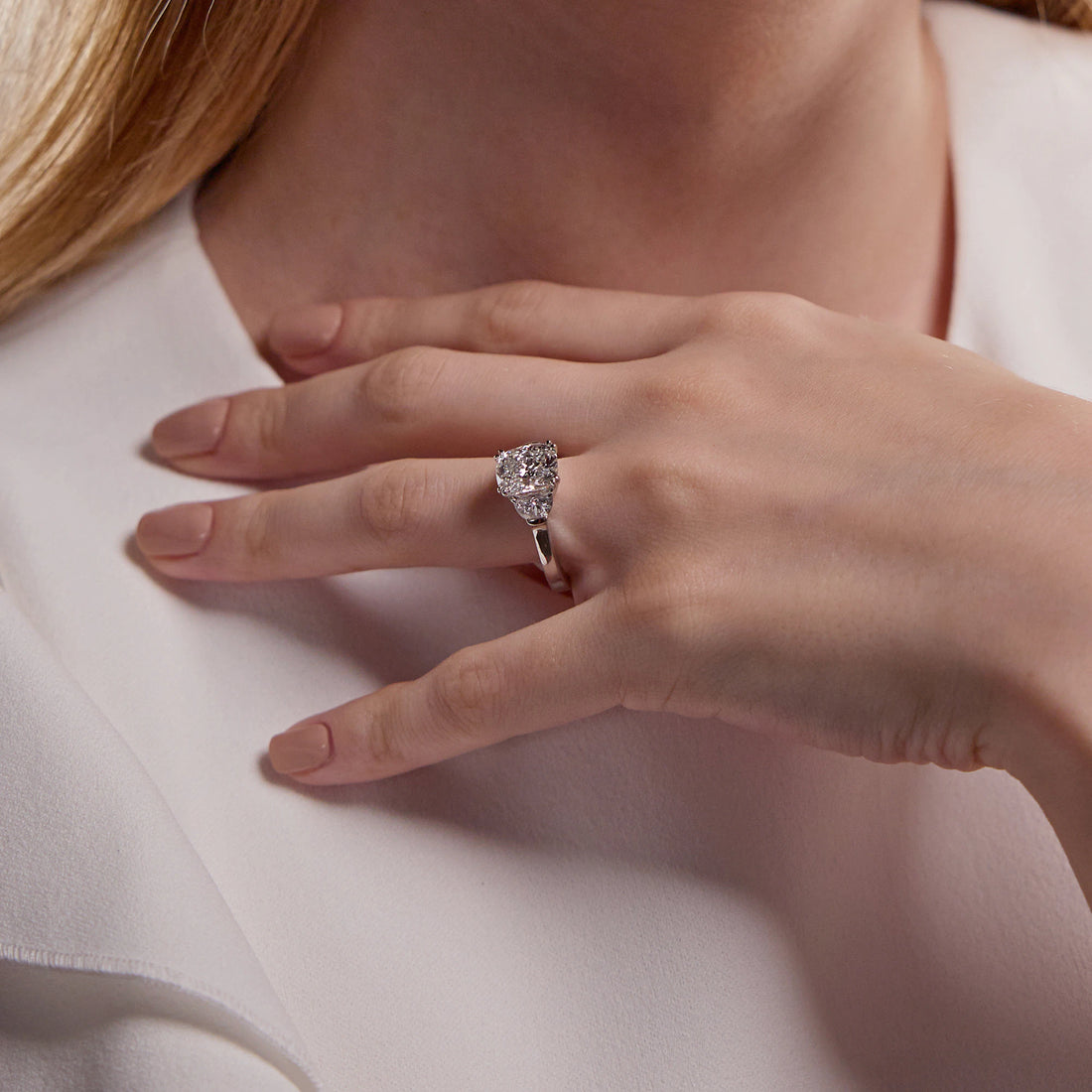 Aurora Cushion Lab-Grown Diamond Side Stone Engagement Ring