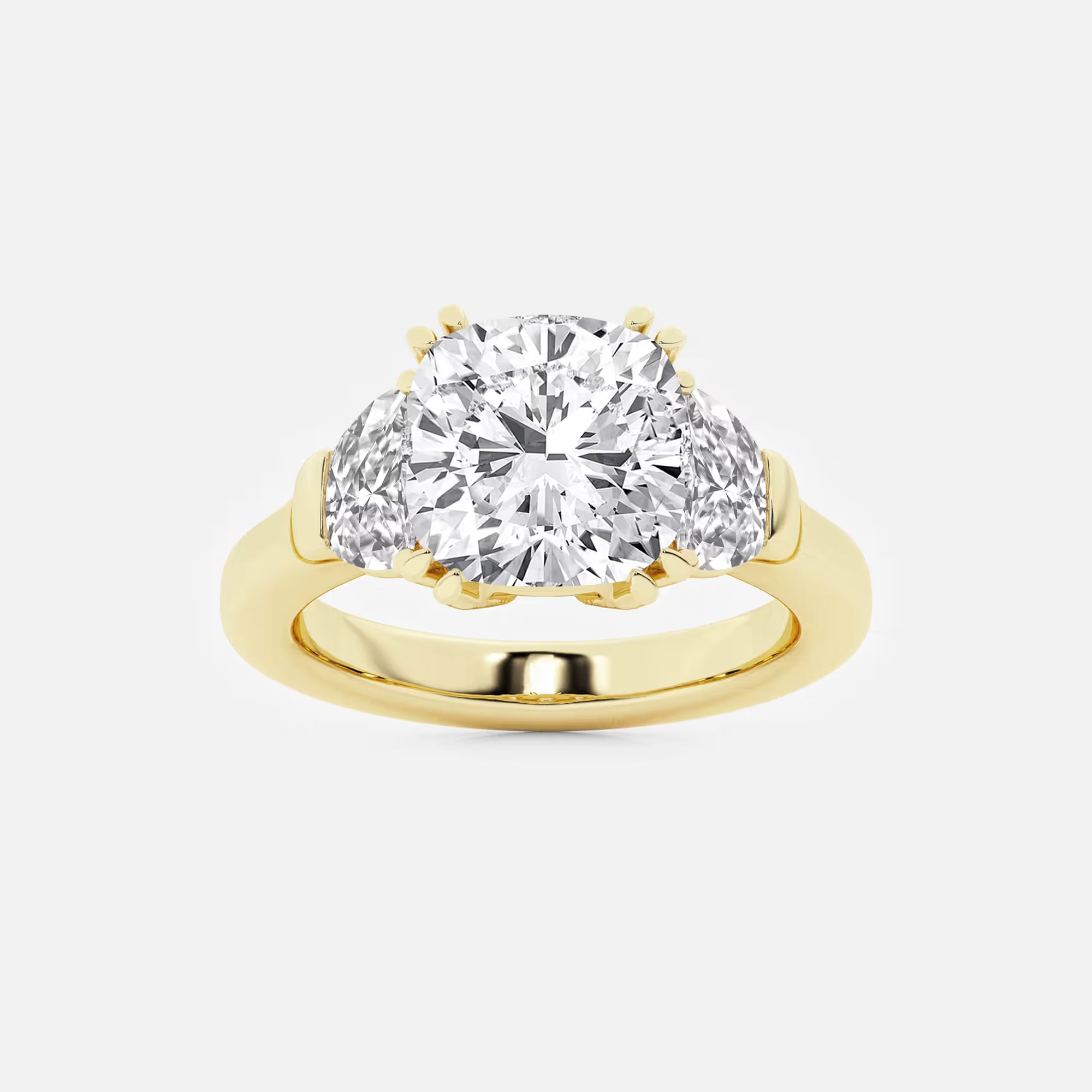 Aurora Cushion Lab-Grown Diamond Side Stone Engagement Ring