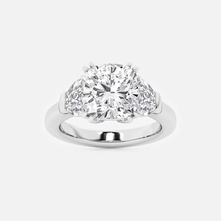 Aurora Cushion Lab-Grown Diamond Side Stone Engagement Ring