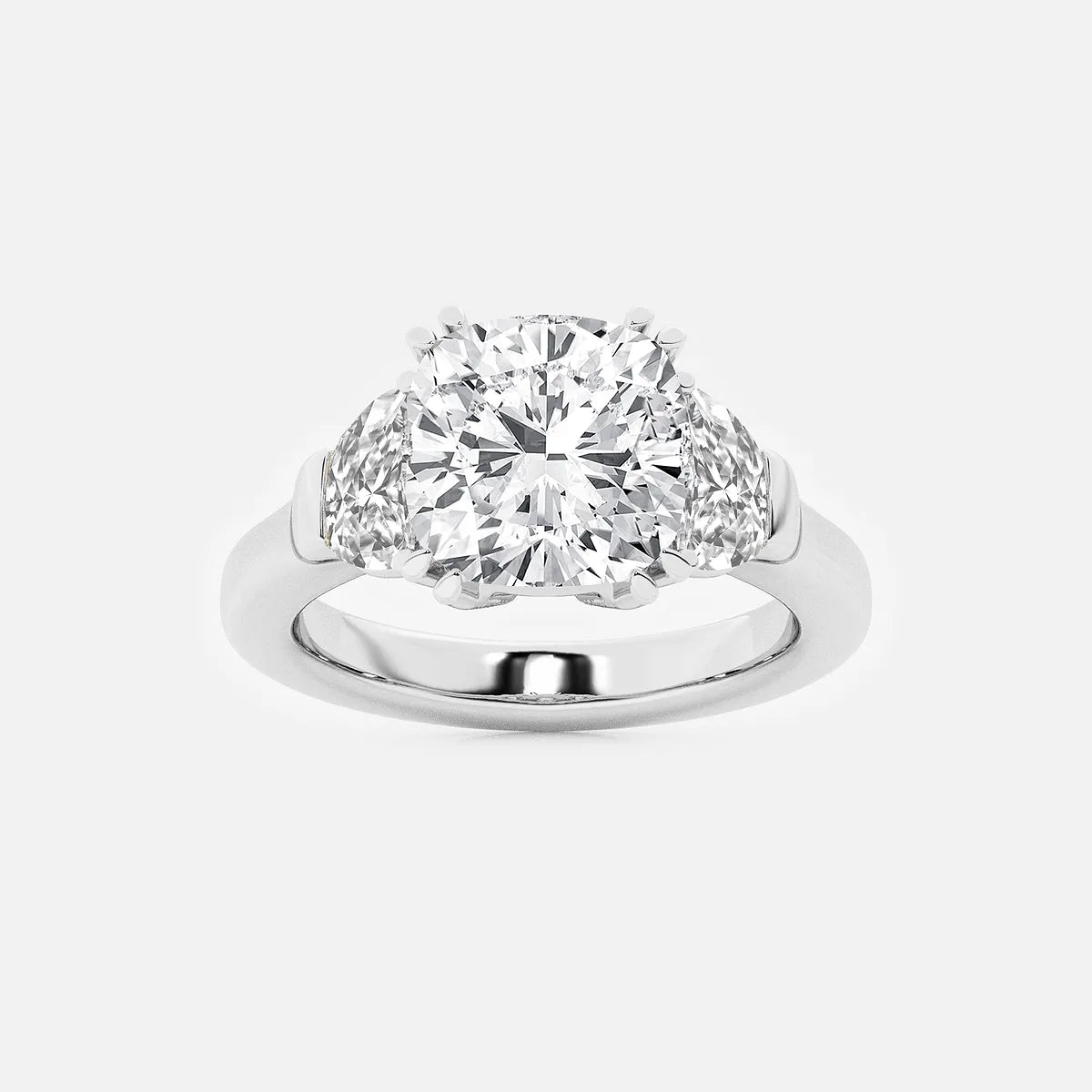 Aurora Cushion Lab-Grown Diamond Side Stone Engagement Ring