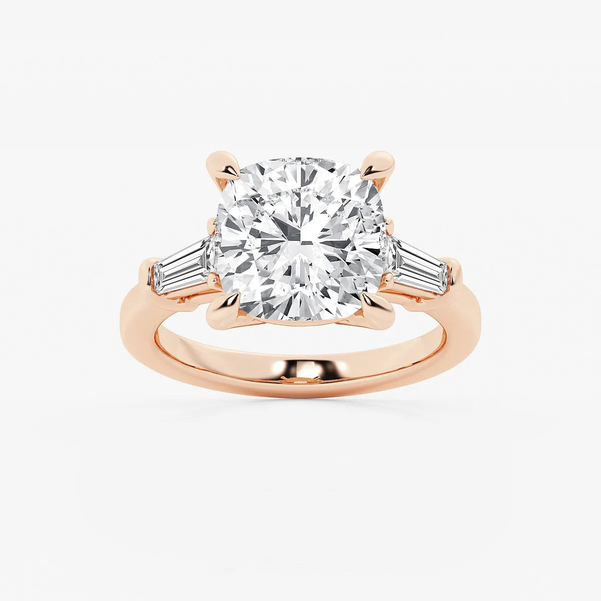 Cushion Lab Grown Diamond Three-Stone Engagement Ring