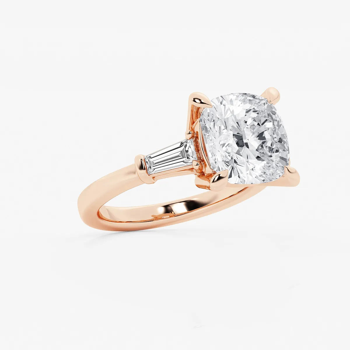 Cushion Lab Grown Diamond Three-Stone Engagement Ring