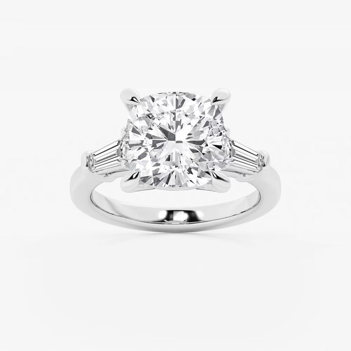 Cushion Lab Grown Diamond Three-Stone Engagement Ring