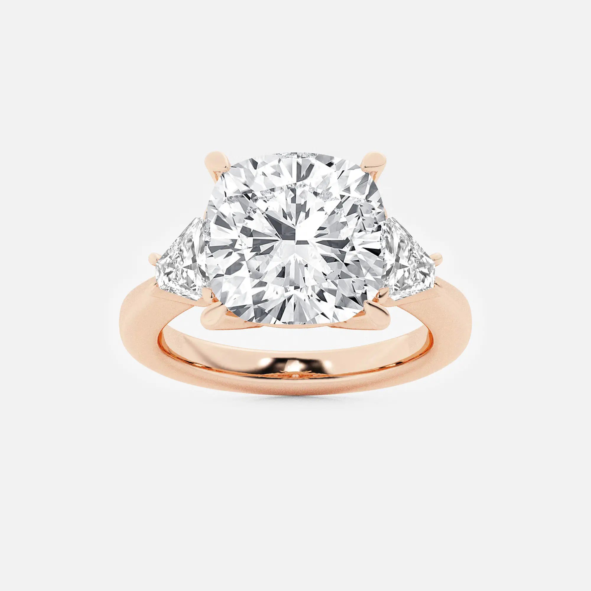 Elara Cushion Lab-Grown Diamond Trillion Side Stone Engagement Ring
