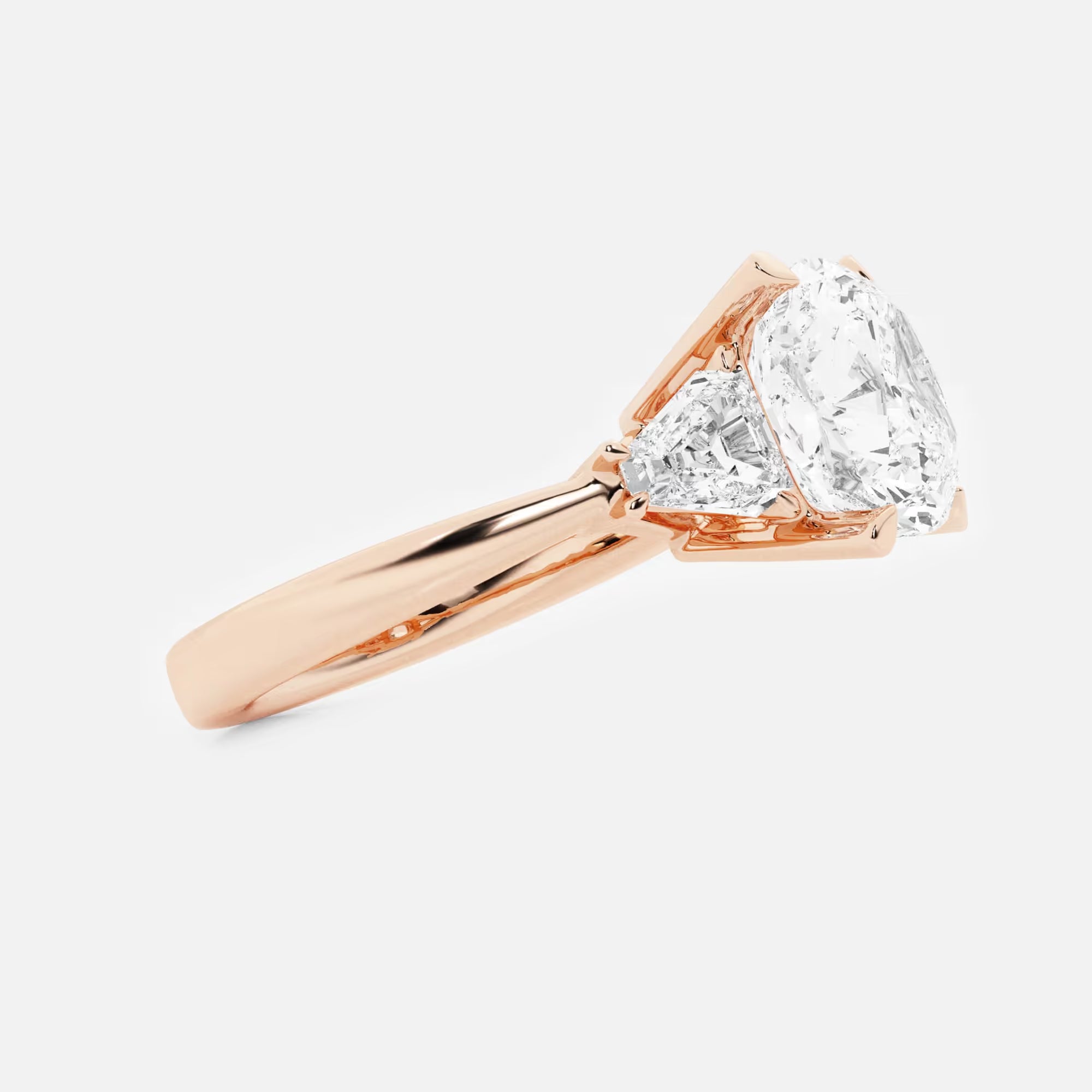 Elara Cushion Lab-Grown Diamond Trillion Side Stone Engagement Ring