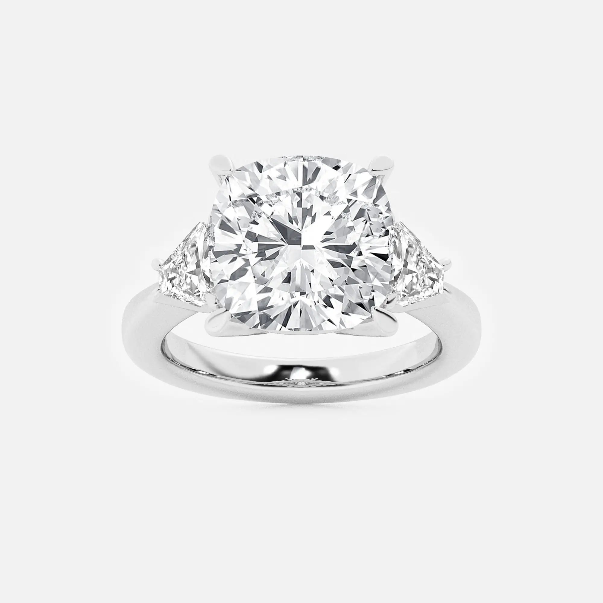 Elara Cushion Lab-Grown Diamond Trillion Side Stone Engagement Ring