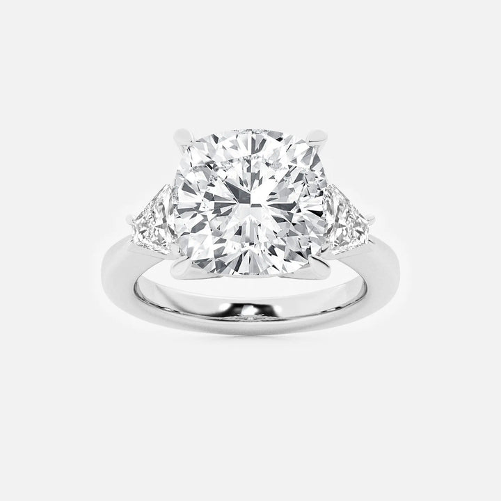 Elara Cushion Lab-Grown Diamond Trillion Side Stone Engagement Ring