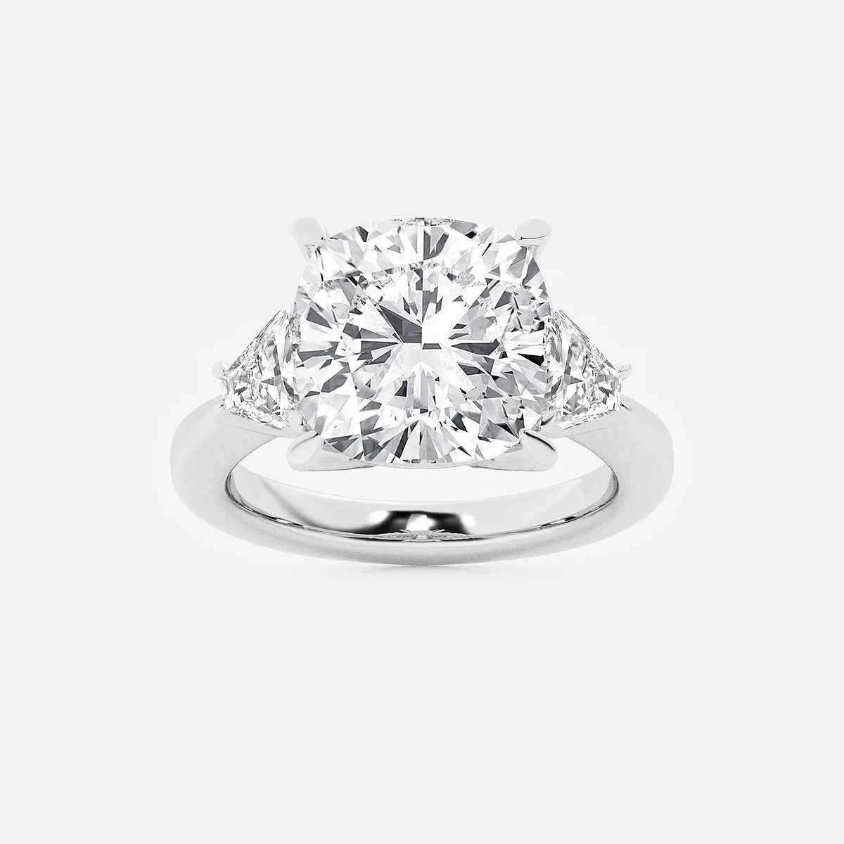 Elara Cushion Lab-Grown Diamond Trillion Side Stone Engagement Ring