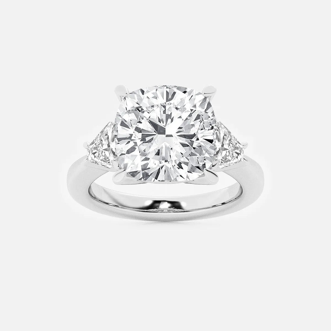 Elara Cushion Lab-Grown Diamond Trillion Side Stone Engagement Ring