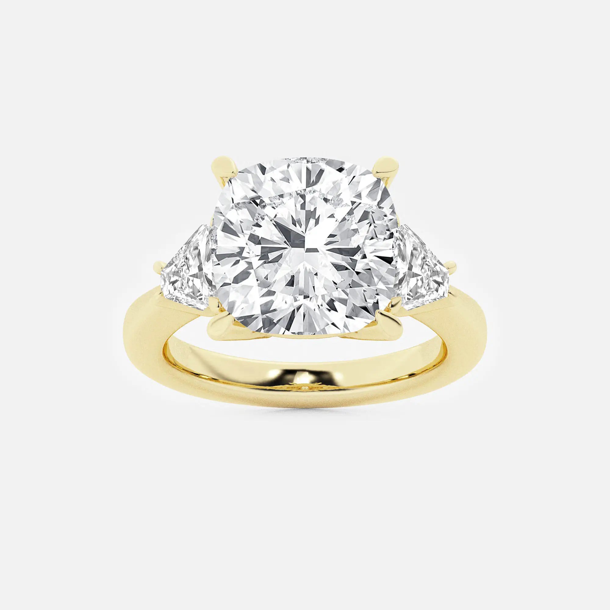 Elara Cushion Lab-Grown Diamond Trillion Side Stone Engagement Ring