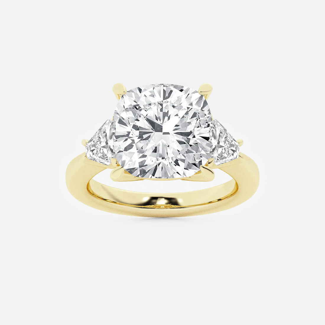 Elara Cushion Lab-Grown Diamond Trillion Side Stone Engagement Ring