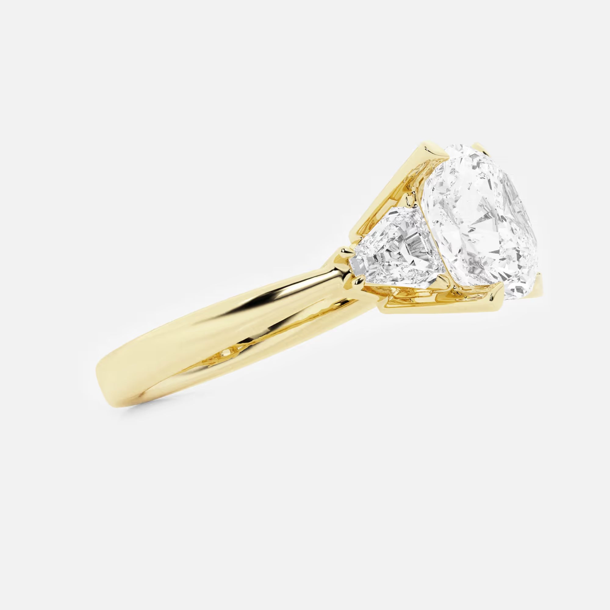 Elara Cushion Lab-Grown Diamond Trillion Side Stone Engagement Ring