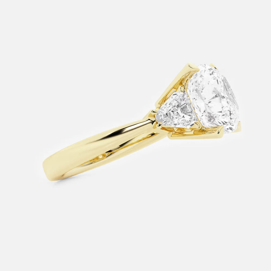 Elara Cushion Lab-Grown Diamond Trillion Side Stone Engagement Ring