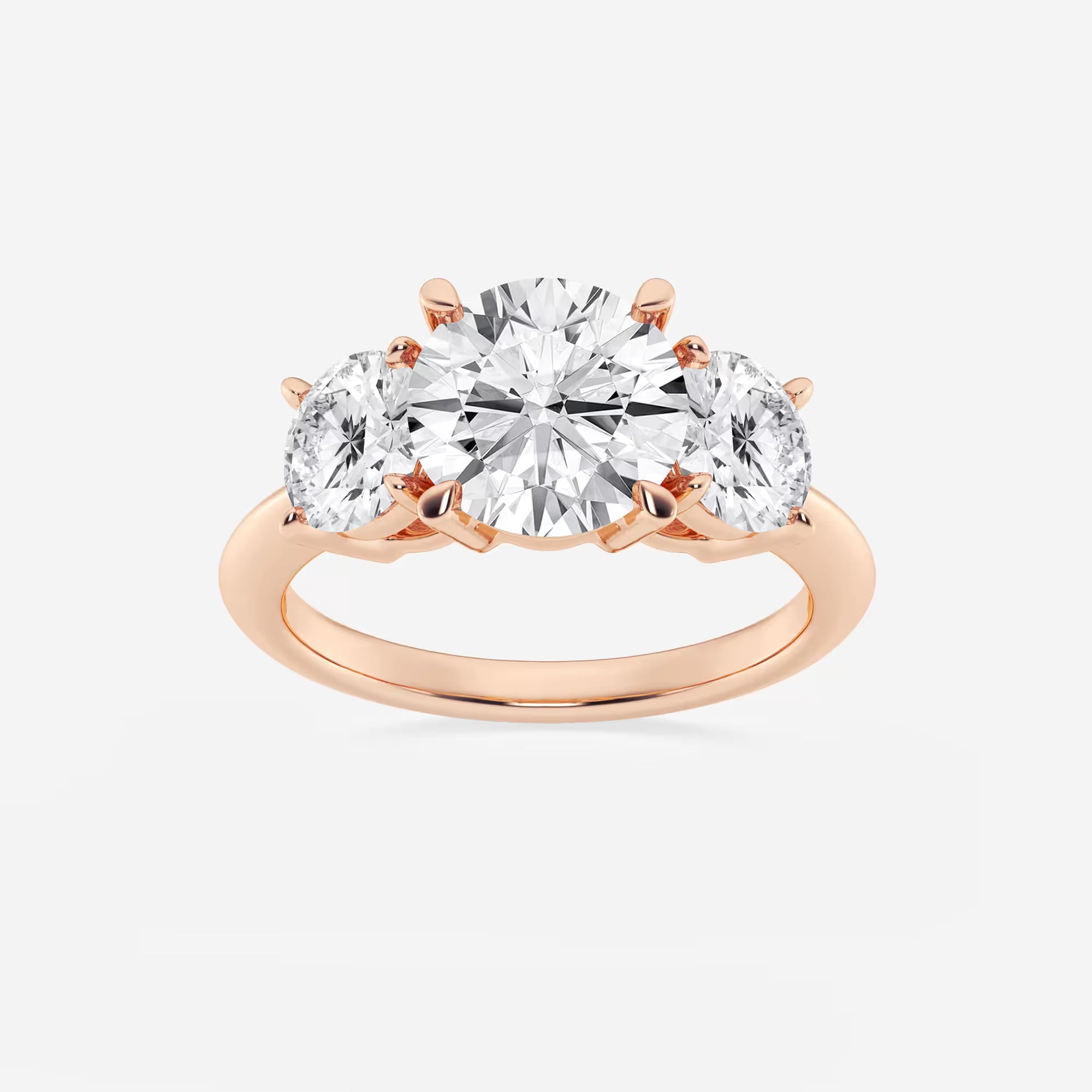 Round Lab Grown Diamond Three-Stone Engagement Ring