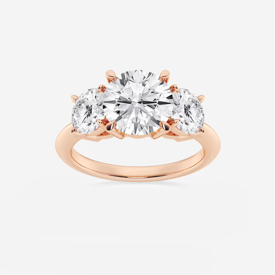 Round Lab Grown Diamond Three-Stone Engagement Ring