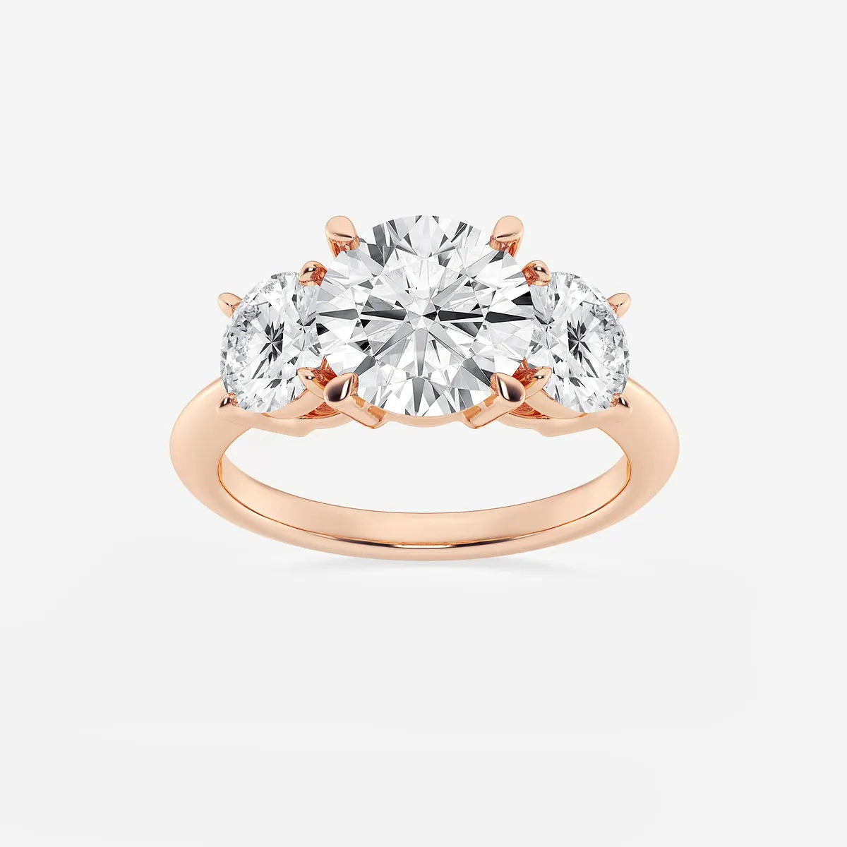 Round Lab Grown Diamond Three-Stone Engagement Ring