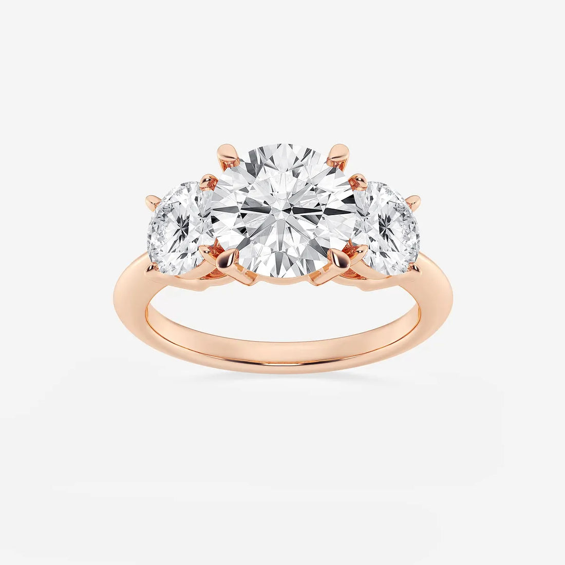 Round Lab Grown Diamond Three-Stone Engagement Ring