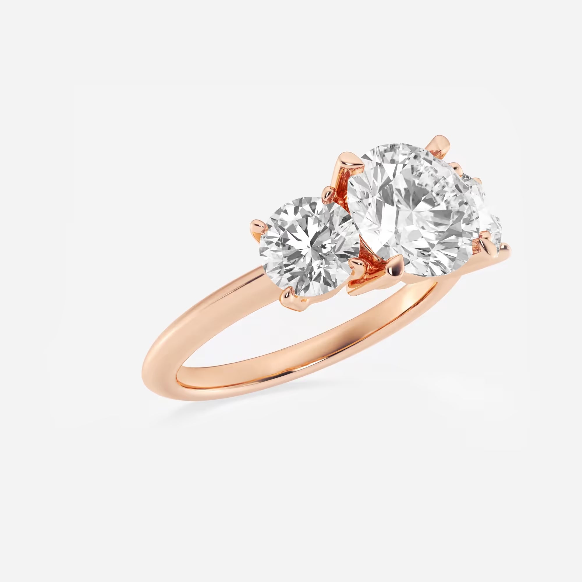 Round Lab Grown Diamond Three-Stone Engagement Ring