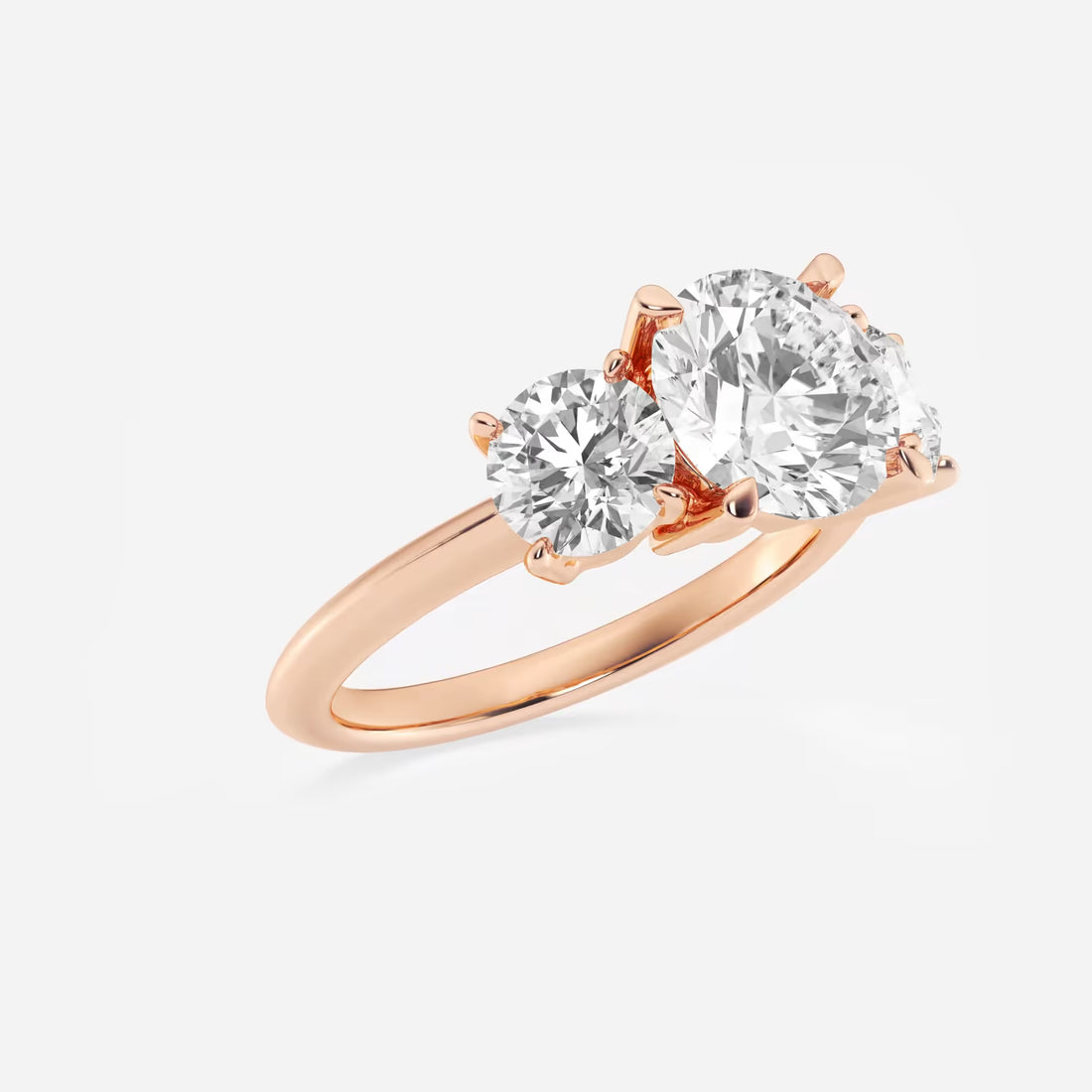 Round Lab Grown Diamond Three-Stone Engagement Ring