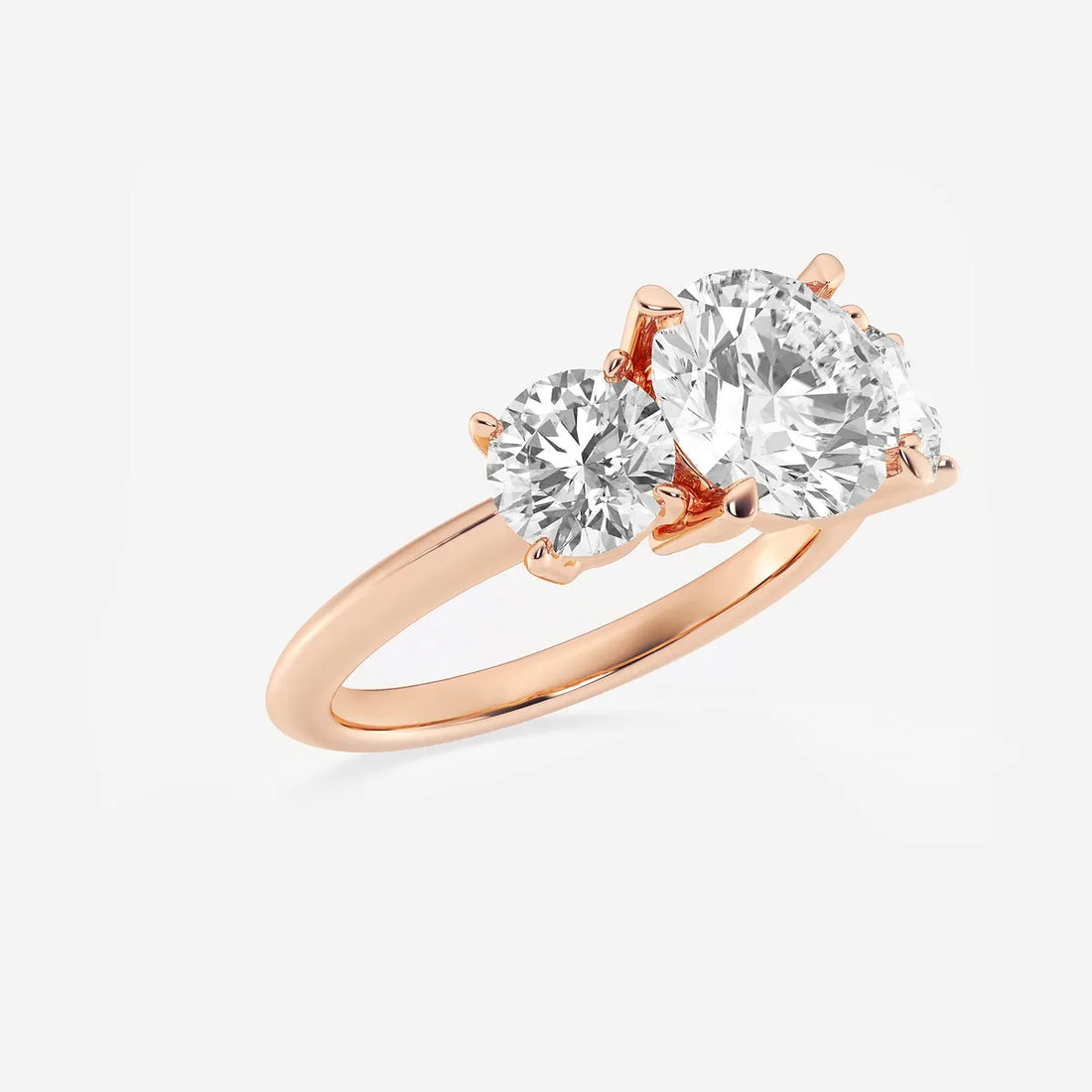 Round Lab Grown Diamond Three-Stone Engagement Ring
