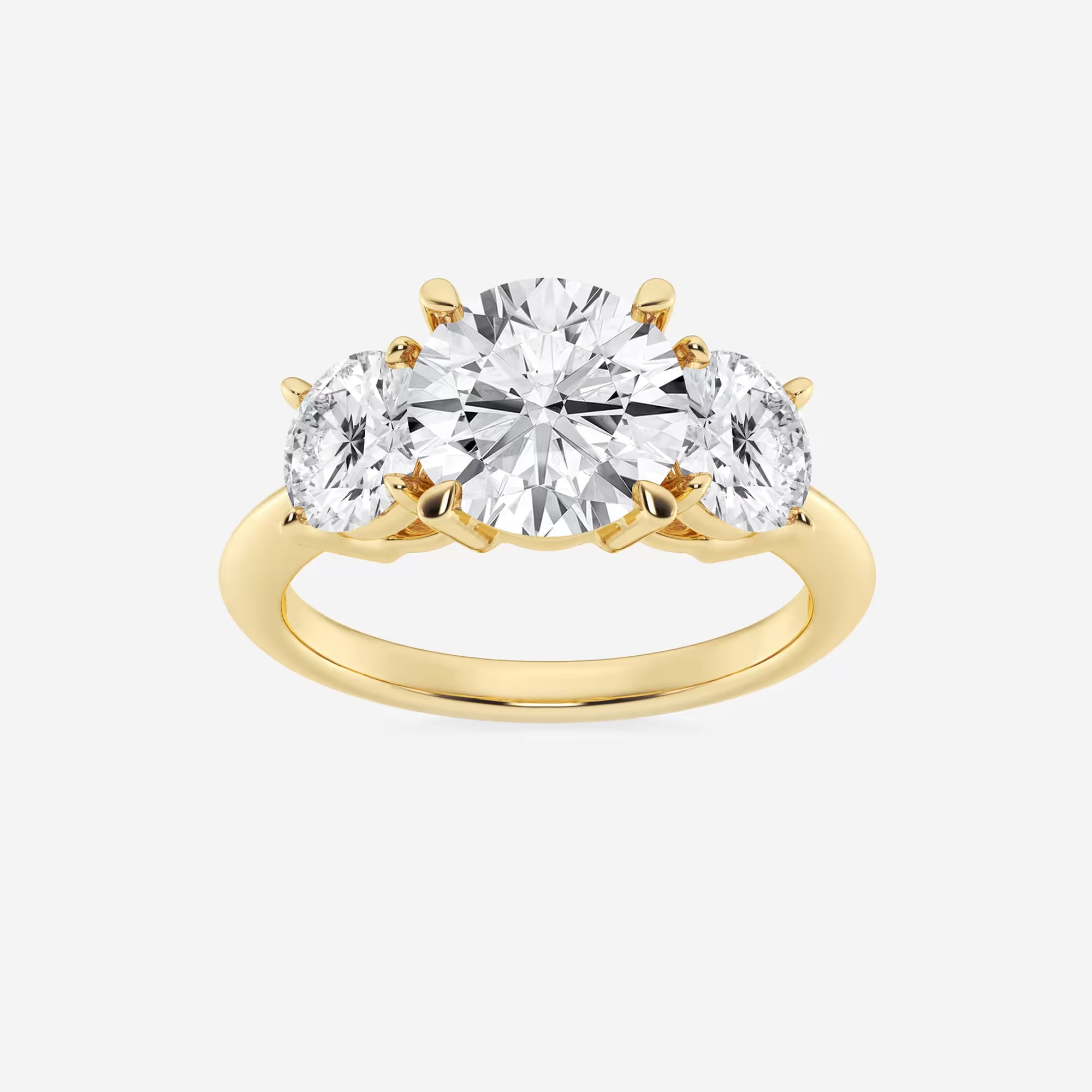 Round Lab Grown Diamond Three-Stone Engagement Ring