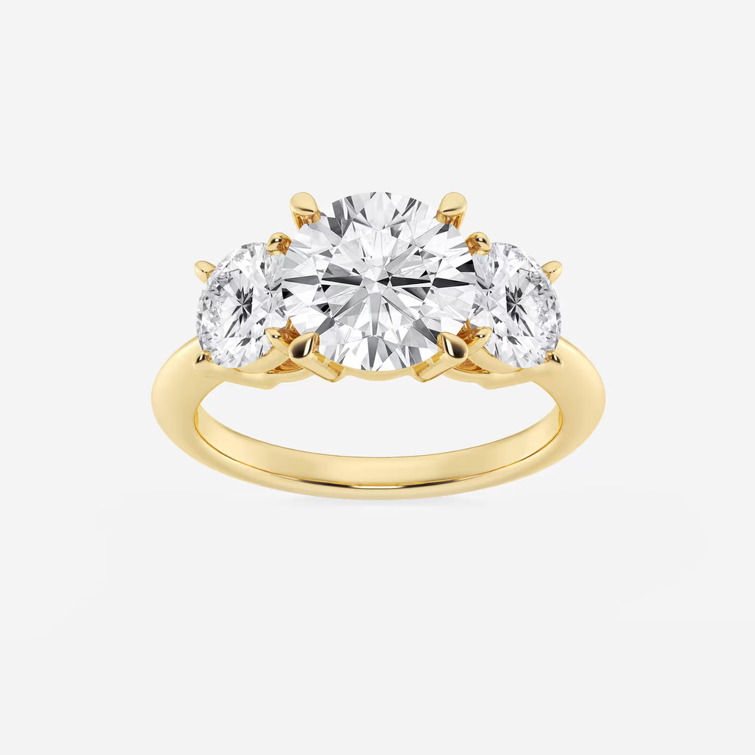 Round Lab Grown Diamond Three-Stone Engagement Ring