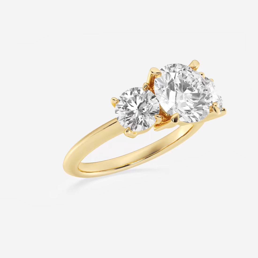 Round Lab Grown Diamond Three-Stone Engagement Ring