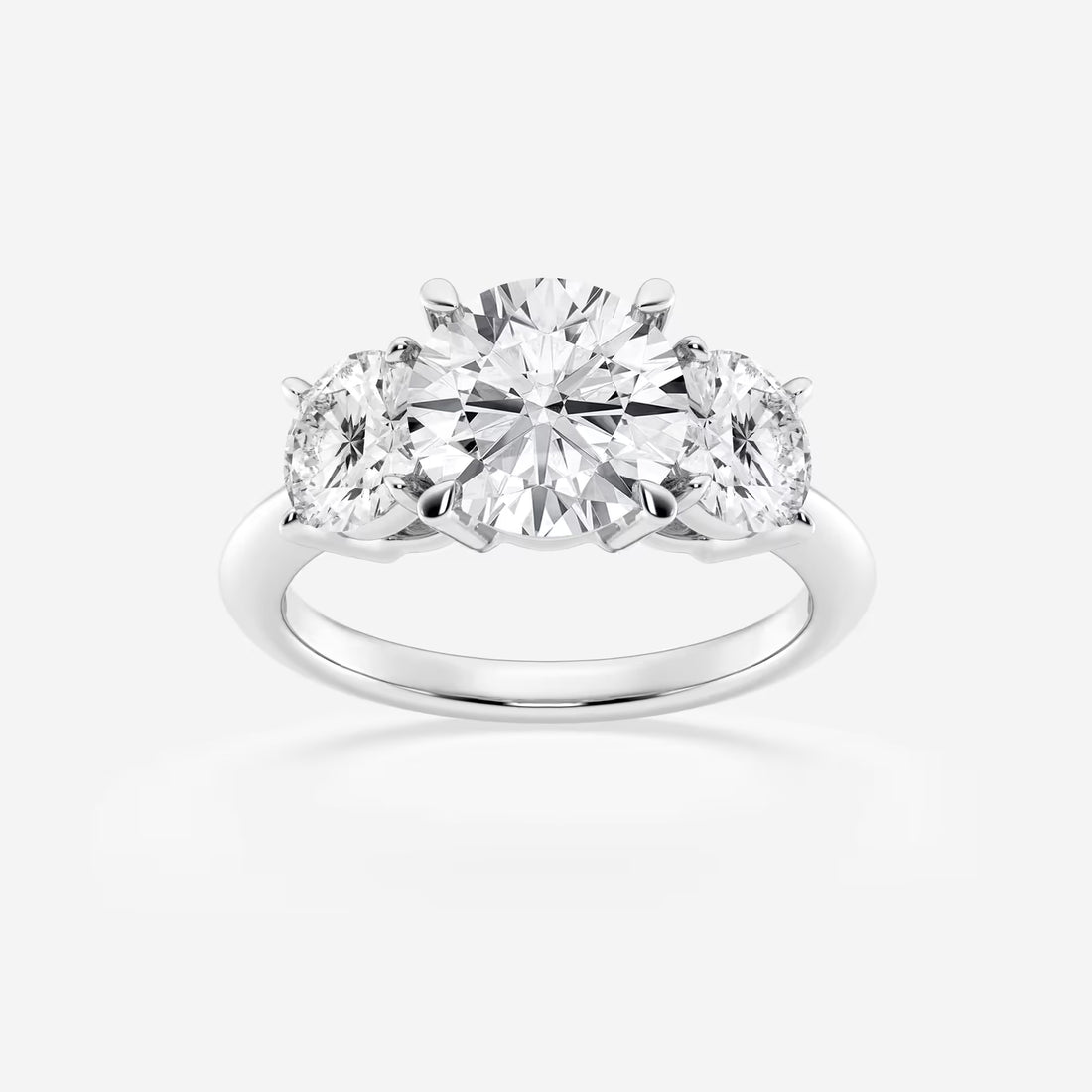 Round Lab Grown Diamond Three-Stone Engagement Ring
