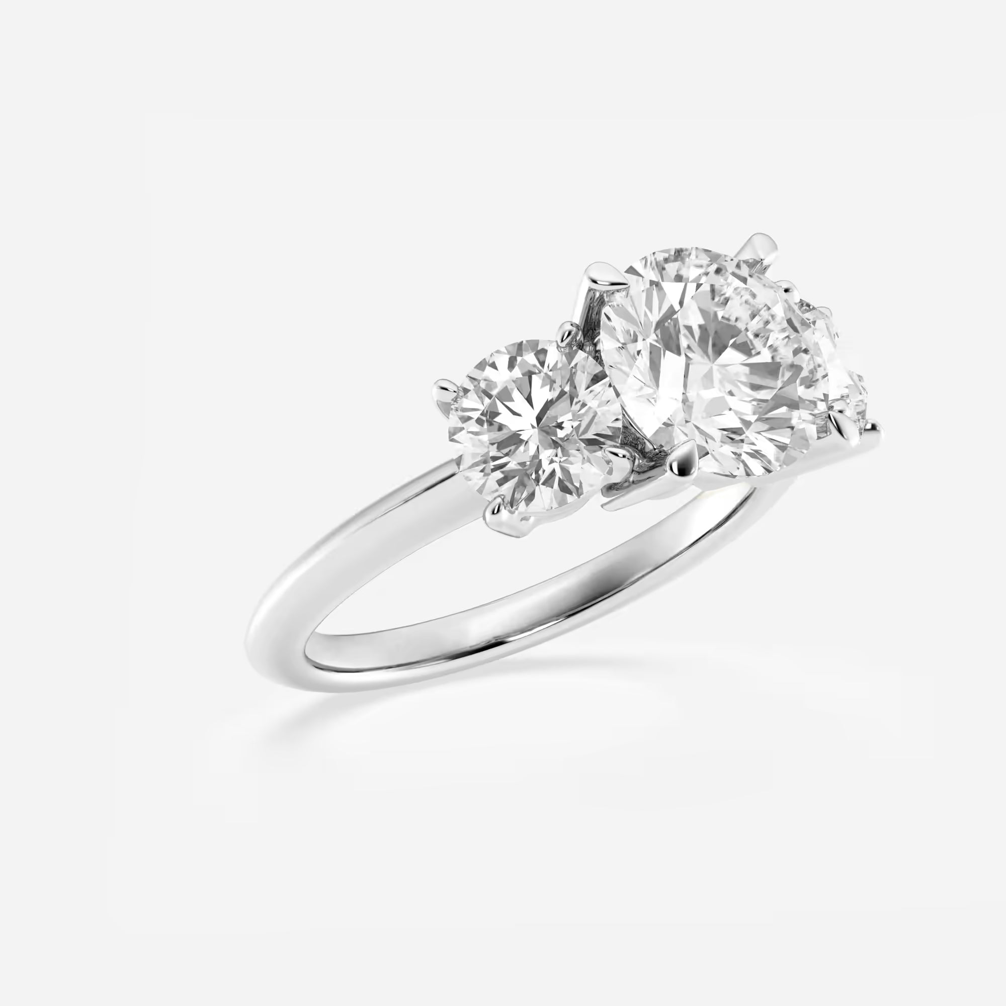 Round Lab Grown Diamond Three-Stone Engagement Ring