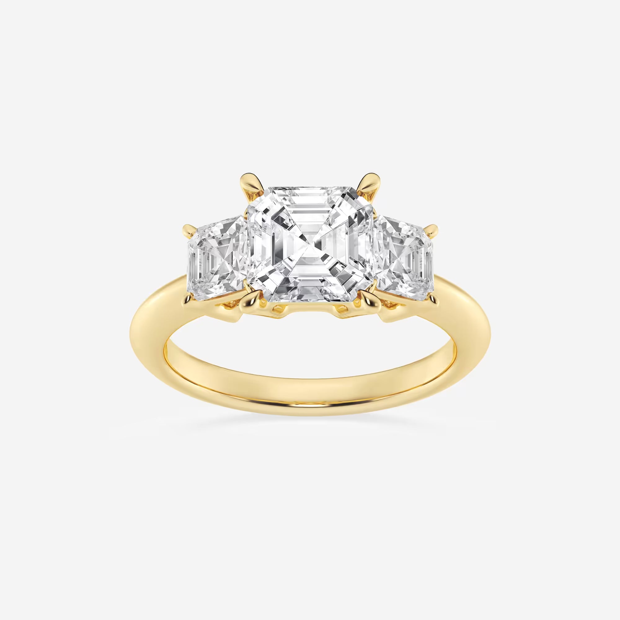 Elegant Asscher Cut Lab-Grown Diamond Three-Stone Engagement Ring