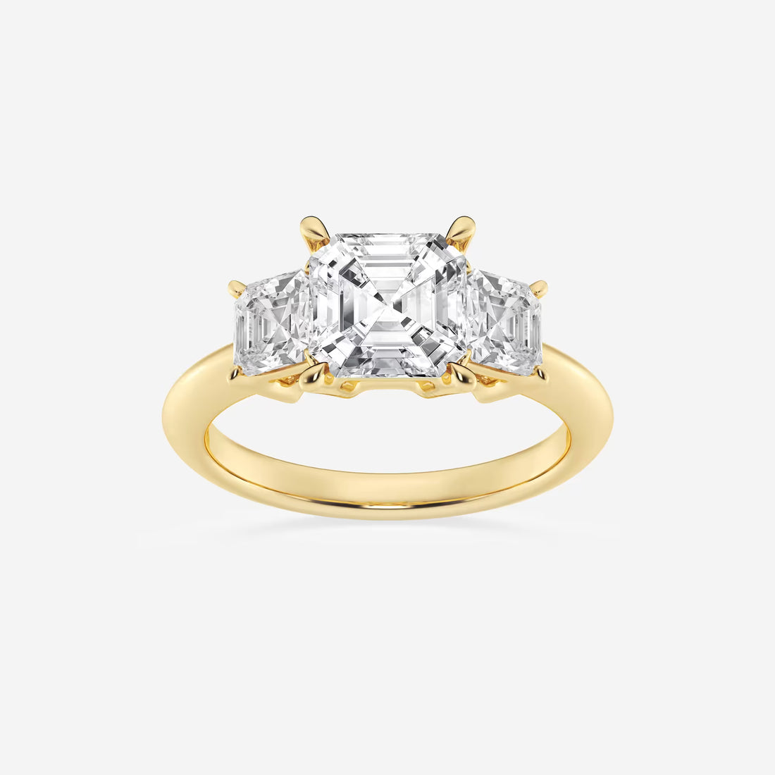 Elegant Asscher Cut Lab-Grown Diamond Three-Stone Engagement Ring