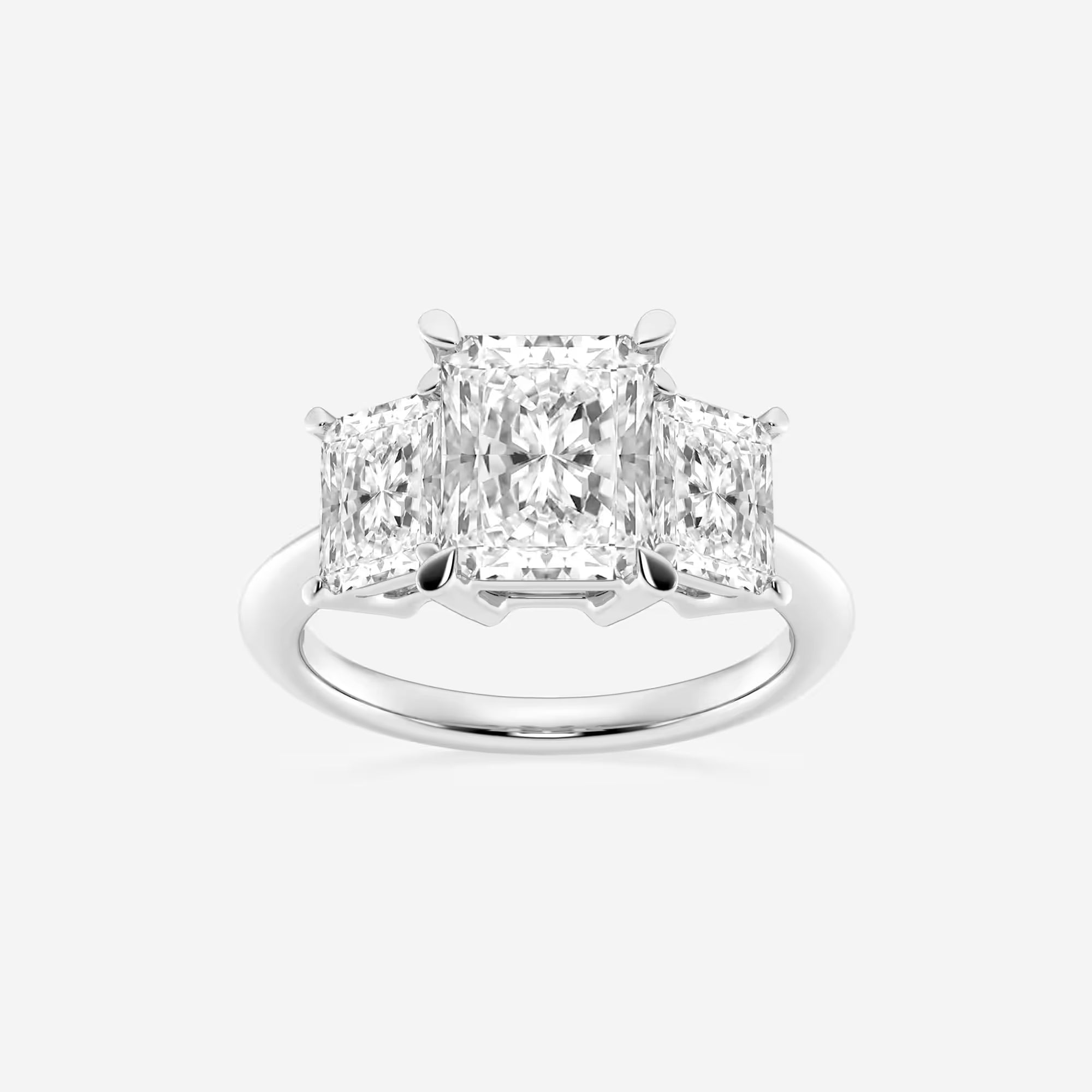 Trivelle Radiant Lab-Grown Diamond Three-Stone Engagement Ring
